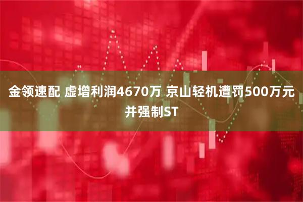 金领速配 虚增利润4670万 京山轻机遭罚500万元并强制ST